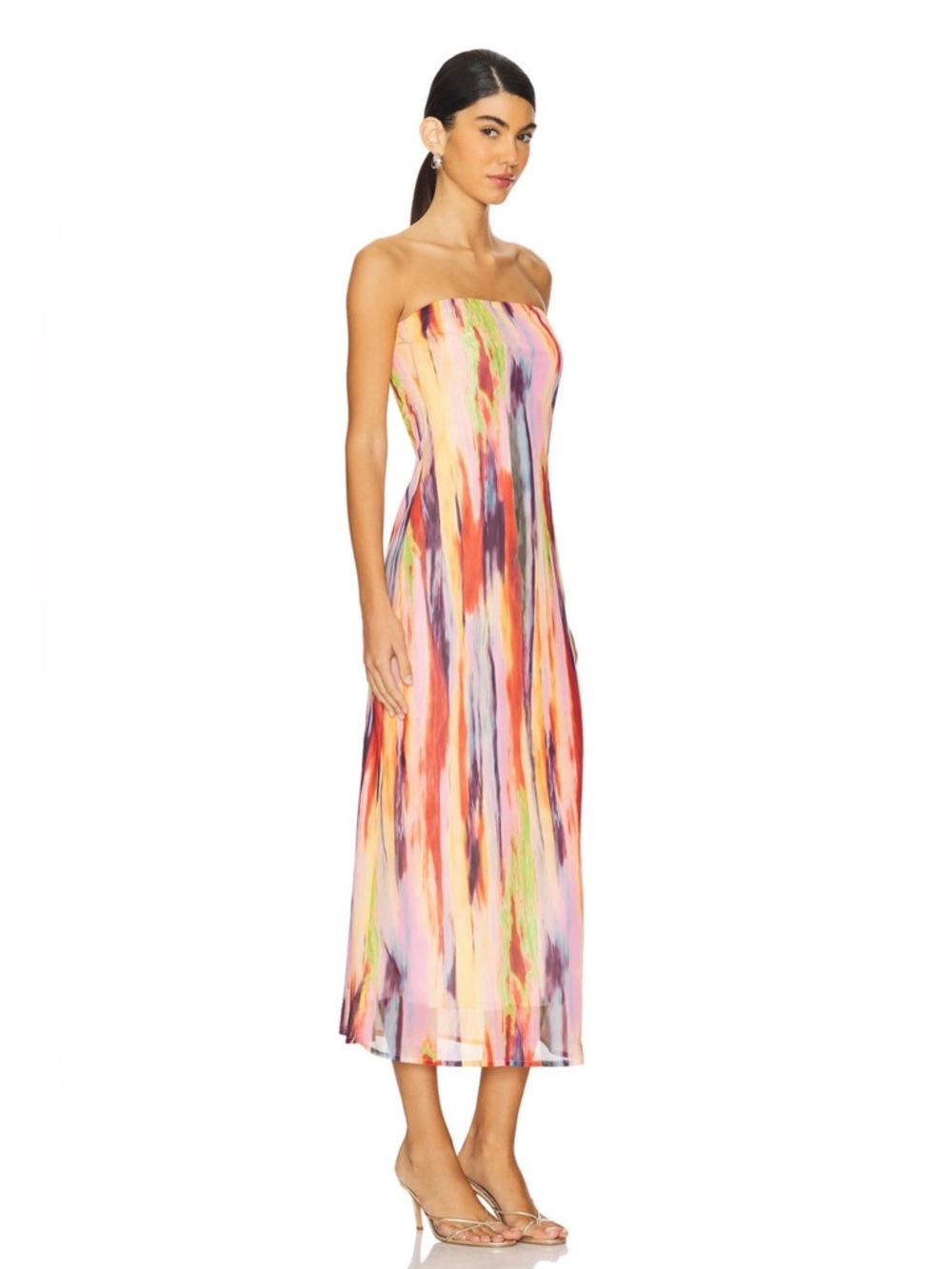 SNDYS. x Revolve St. Barts Strapless Midi Maxi Dress in Pink Multi Sz Small